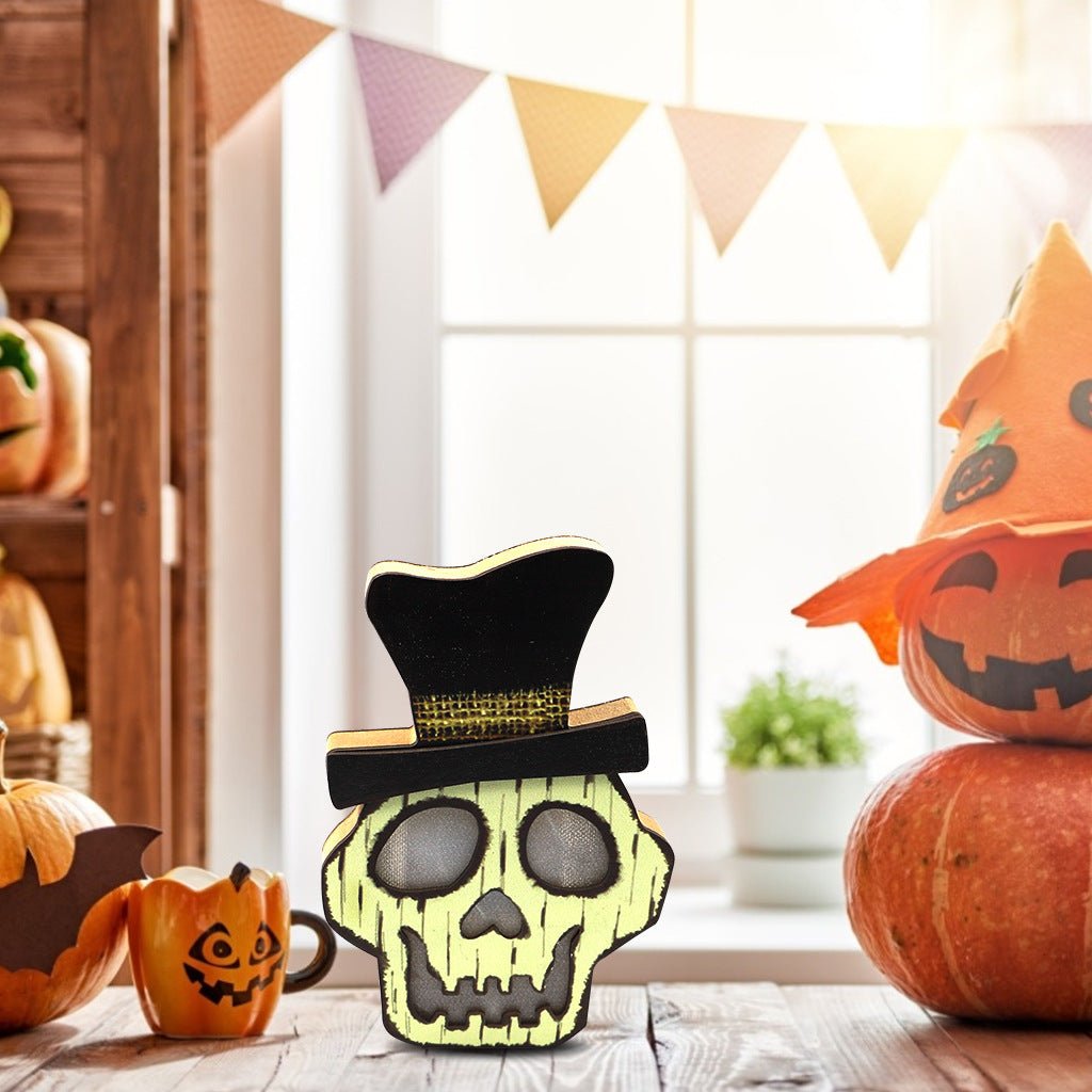 Creative Halloween Wooden Pumpkin Lamp Halloween Decorations - Partydeco