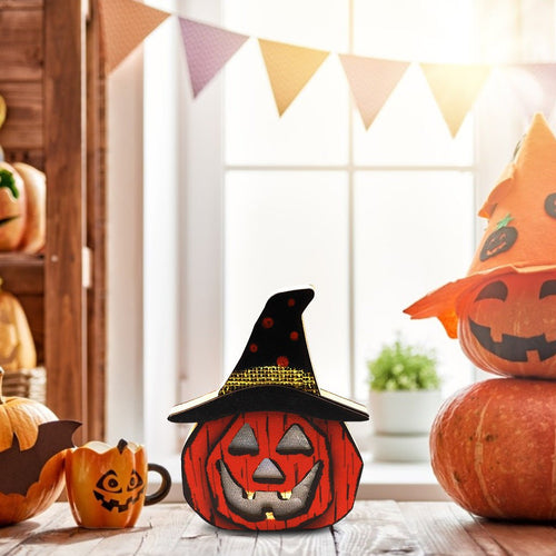 Creative Halloween Wooden Pumpkin Lamp Halloween Decorations - Partydeco