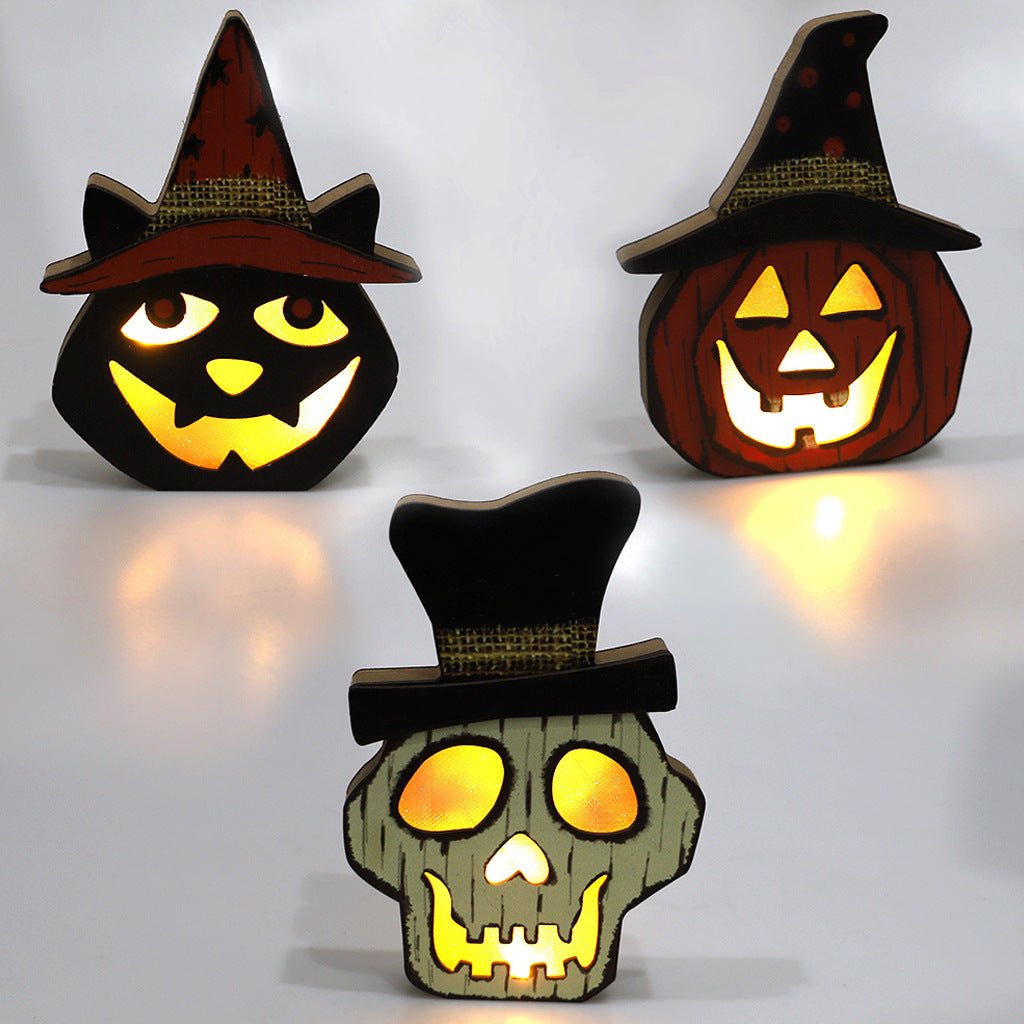 Creative Halloween Wooden Pumpkin Lamp Halloween Decorations - Partydeco