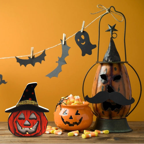 Creative Halloween Wooden Pumpkin Lamp Halloween Decorations - Partydeco