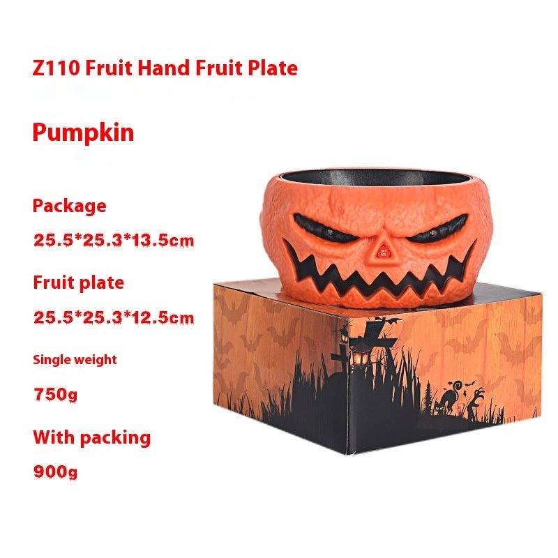 Halloween Candy Bowl Plastic Pumpkin Bowl With Motion Activated Hand, Halloween Serving Dishes Battery Operated Halloween Pumpkins Bowl For Trick-or-Treaters Party - Partydeco