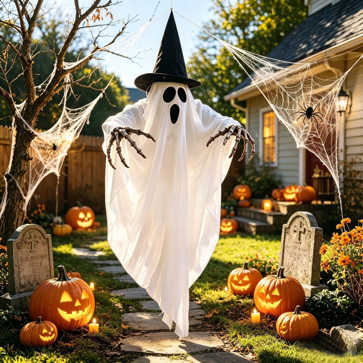 Halloween Ghost Skull Glowing Wizard Hat Halloween Decorations - Partydeco