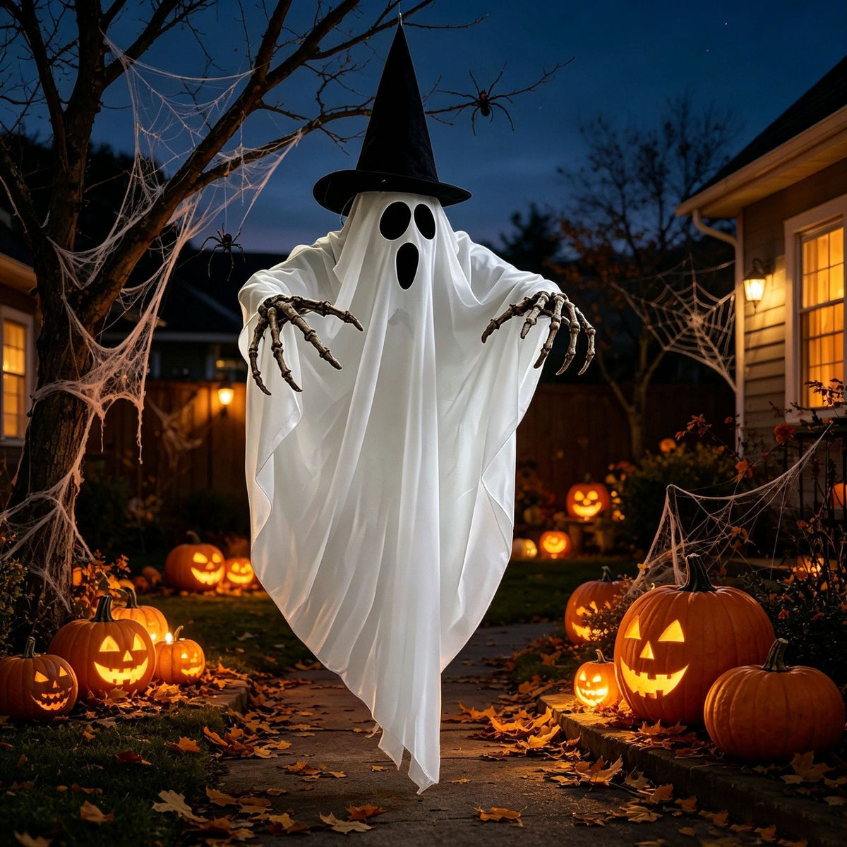 Halloween Ghost Skull Glowing Wizard Hat Halloween Decorations - Partydeco