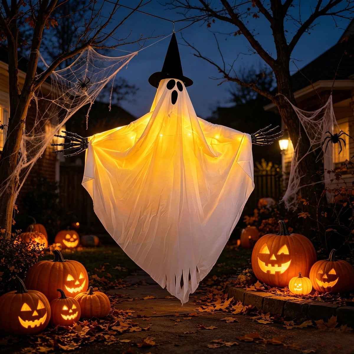 Halloween Ghost Skull Glowing Wizard Hat Halloween Decorations - Partydeco