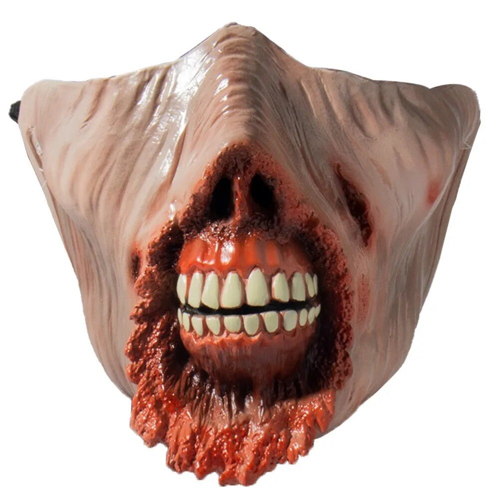 Halloween Mouth Burn And Rotten Face Latex Mask - Partydeco