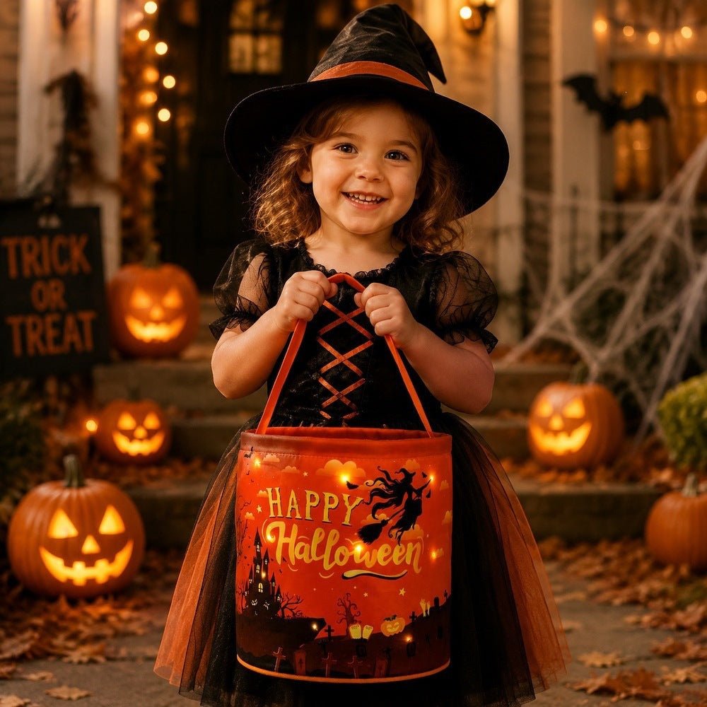 Halloween Pumpkin Bucket Party Decoration Lights - Partydeco