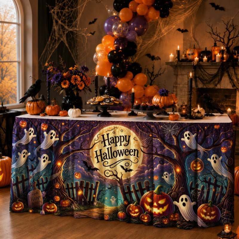 Halloween Pumpkin Gnome Round Table Skirt - Partydeco