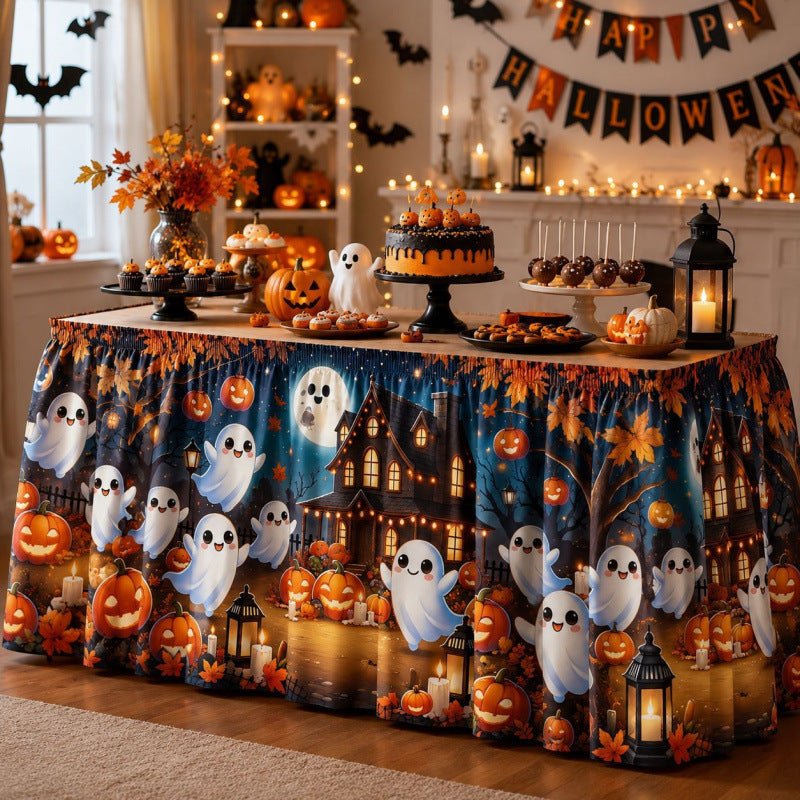 Halloween Pumpkin Gnome Round Table Skirt - Partydeco