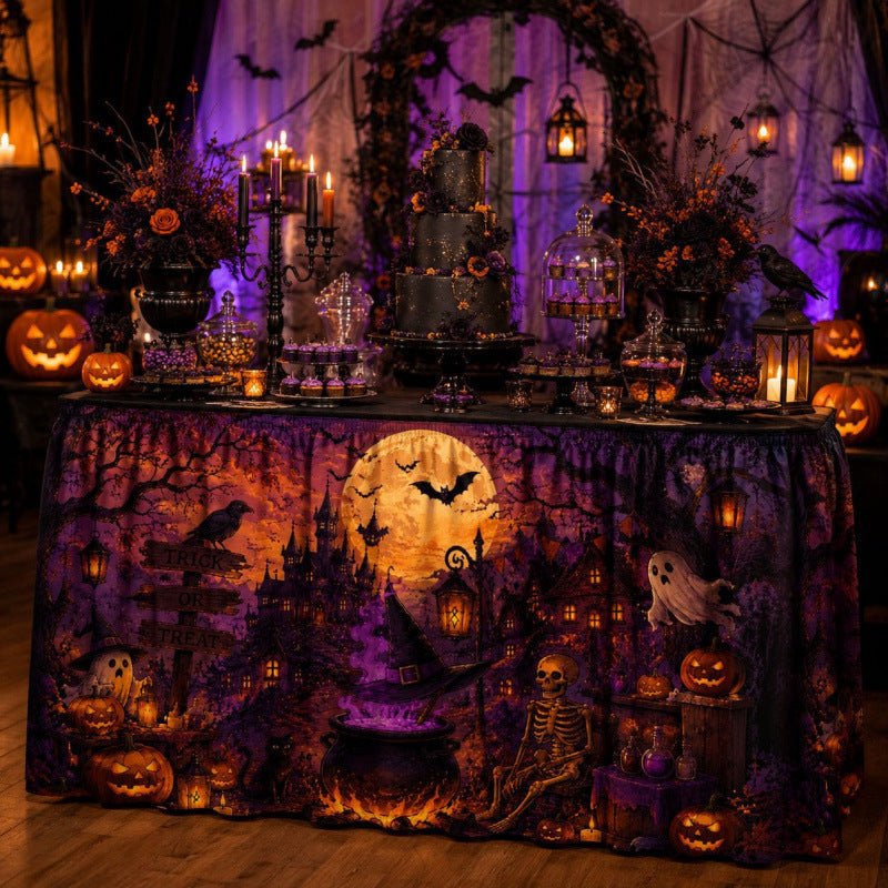 Halloween Pumpkin Gnome Round Table Skirt - Partydeco