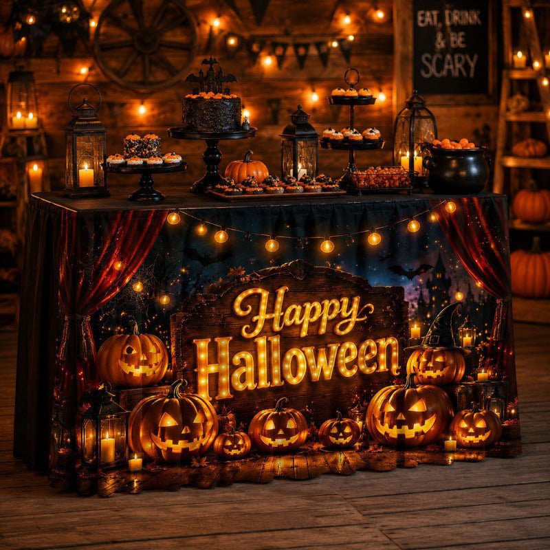 Halloween Pumpkin Gnome Round Table Skirt - Partydeco