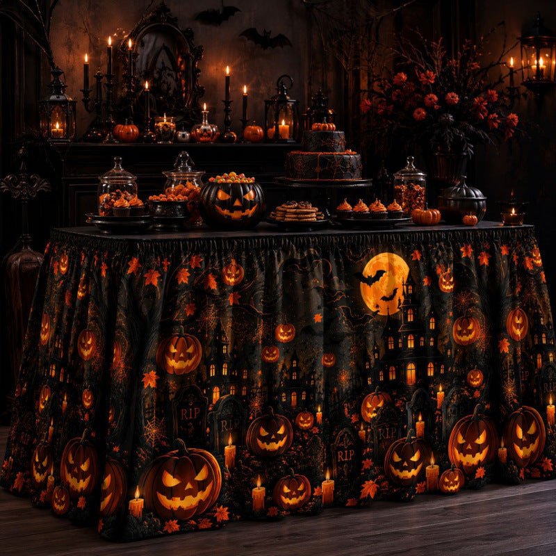 Halloween Pumpkin Gnome Round Table Skirt - Partydeco