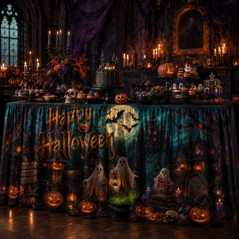 Halloween Pumpkin Gnome Round Table Skirt - Partydeco