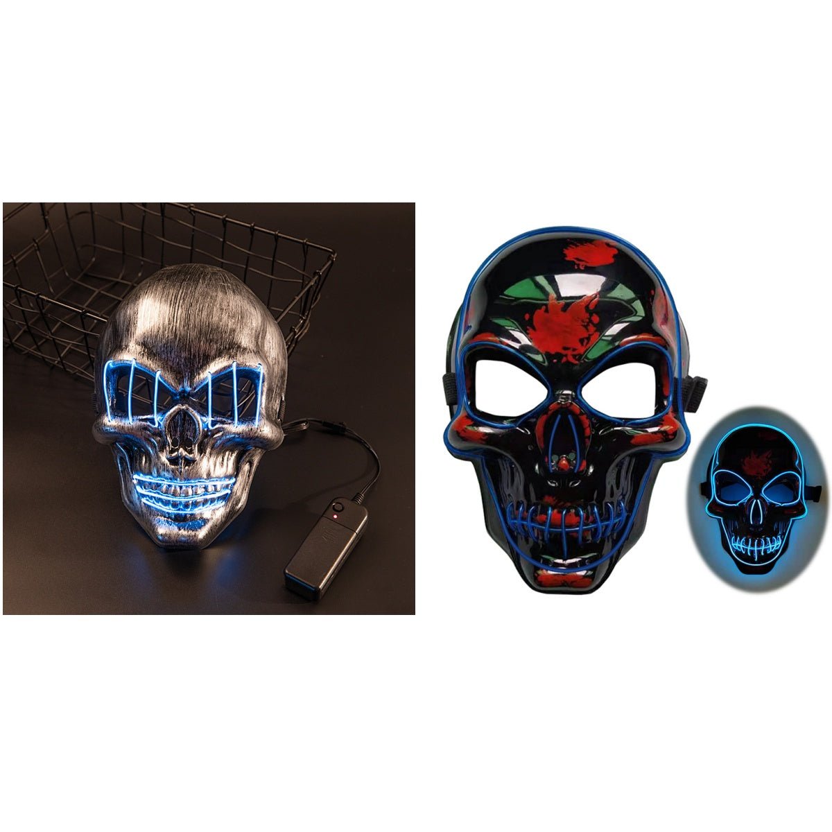 Halloween Skeleton Mask LED Glow Scary Mask - Partydeco
