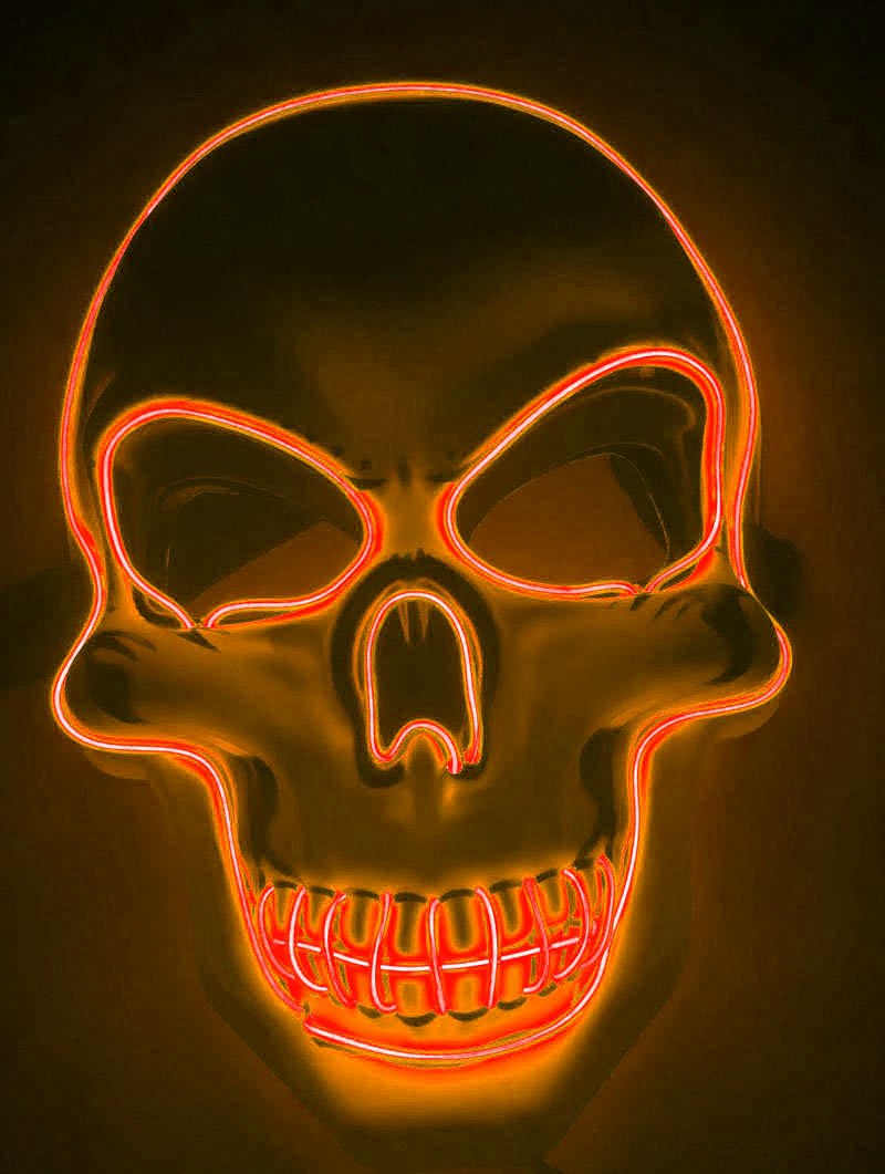 Halloween Skeleton Mask LED Glow Scary Mask - Partydeco