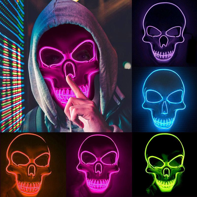 Halloween Skeleton Mask LED Glow Scary Mask - Partydeco