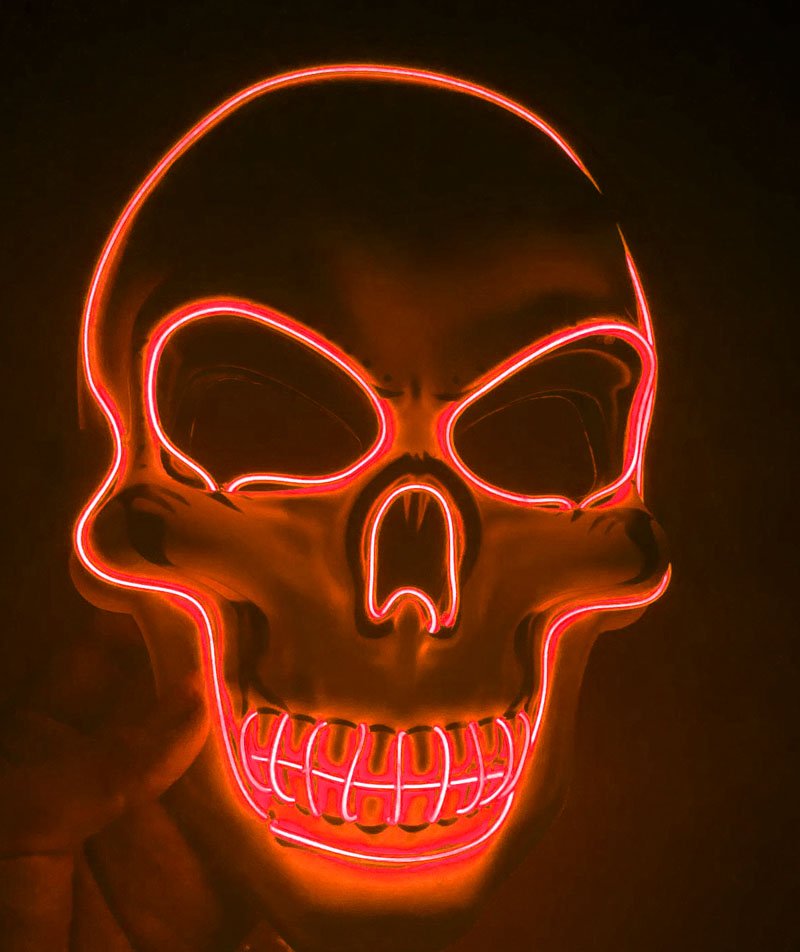 Halloween Skeleton Mask LED Glow Scary Mask - Partydeco