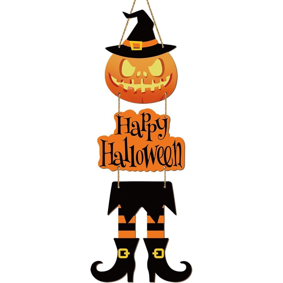 Spooky Halloween Door Wreath & Sign - Witchy Decorations - Partydeco